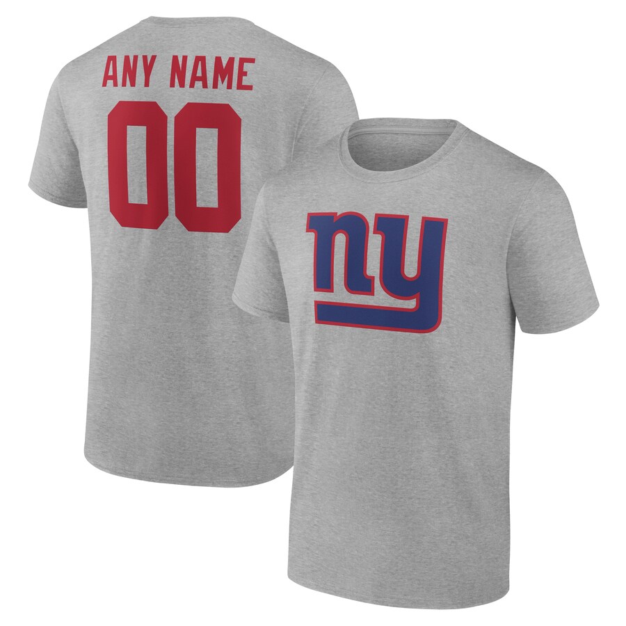 Men's New York Giants  Gray Team Authentic Custom T-Shirt - Jersey