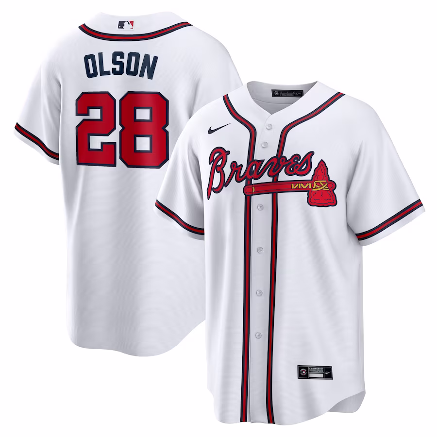 Men's Atlanta Braves Matt Olson Nike White Home Replica Player Jersey - Jersey