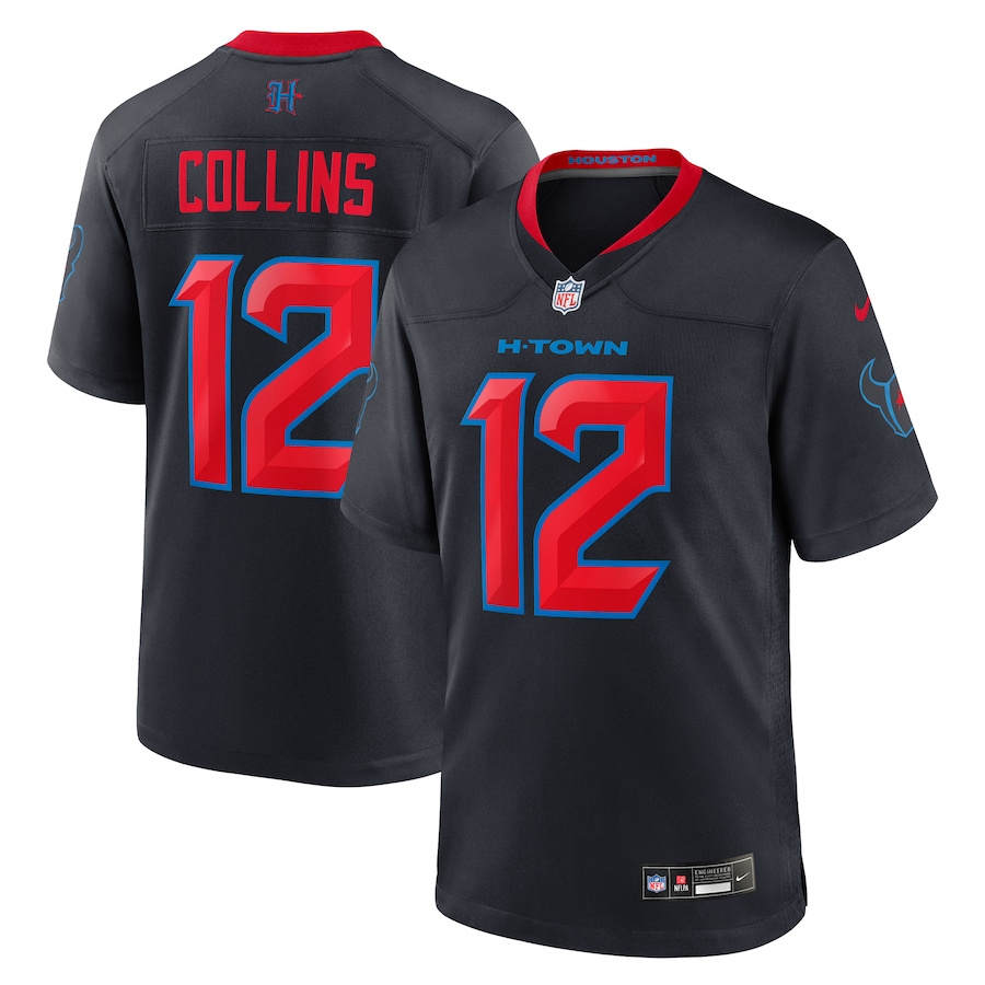 Men's Houston Texans Nico Collins Nike Navy 2nd Alternate Game Jersey - Jersey
