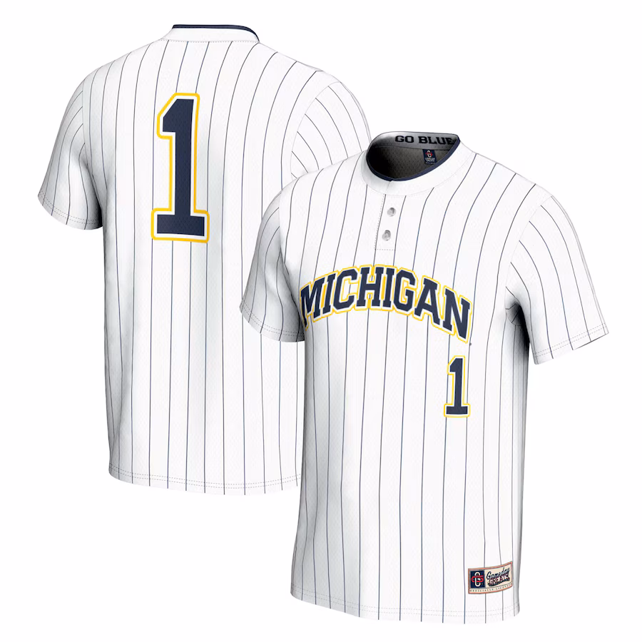 Youth GameDay Greats #1 White Michigan Wolverines Lightweight Softball Jersey - Jersey