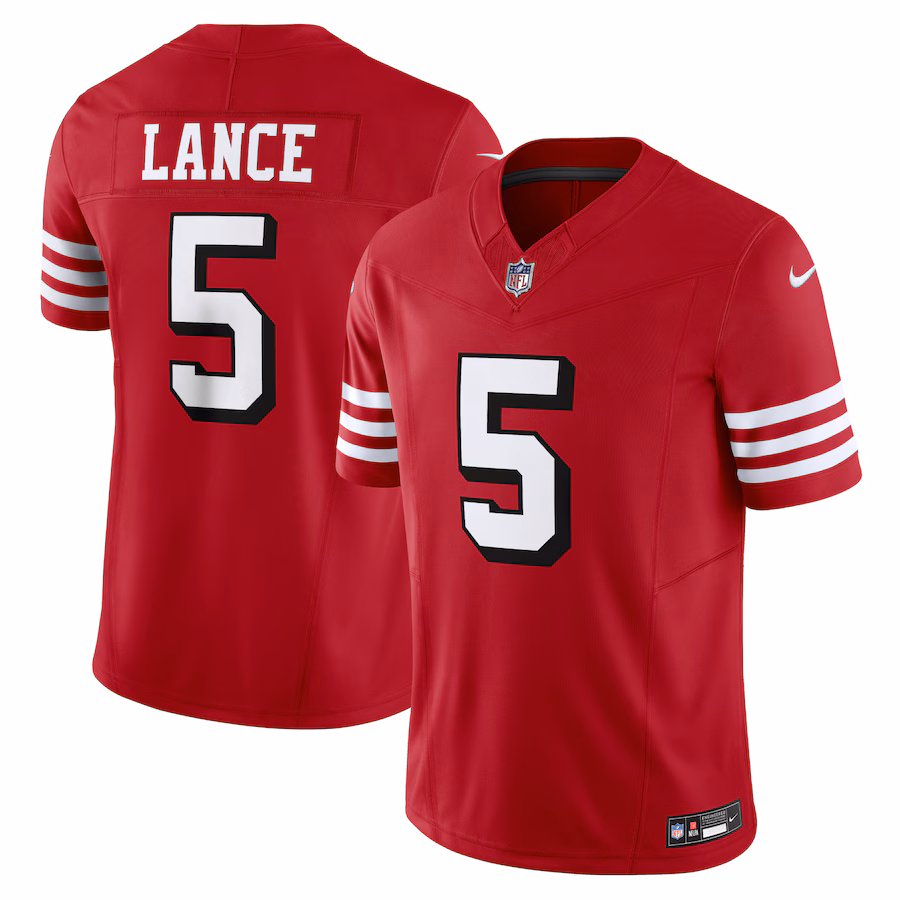 Men's San Francisco 49ers Trey Lance Nike Scarlet Vapor F.U.S.E. Limited Jersey - Jersey