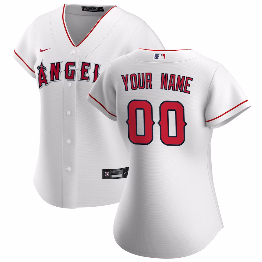 Women's Los Angeles Angels Nike White Home Replica Custom Jersey - Jersey