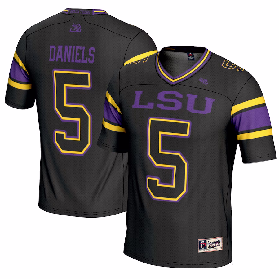 Jayden Daniels LSU Tigers GameDay Greats Youth NIL Player Football Fashion Jersey - Black - Jersey