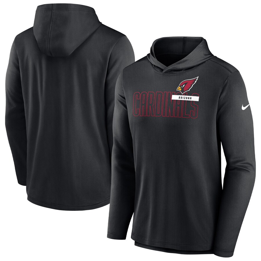 Men's Arizona Cardinals Nike Black Lightweight Performance Hooded Long Sleeve T-Shirt - Jersey