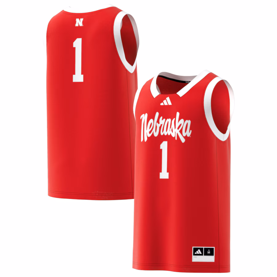 Men's adidas #1 Scarlet Nebraska Huskers Replica Swingman Jersey - Jersey