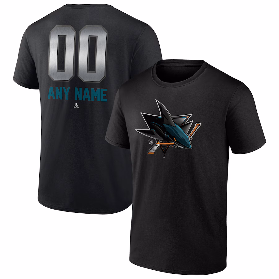 Men's San Jose Sharks Black Personalized Midnight Mascot Logo T-Shirt - Jersey