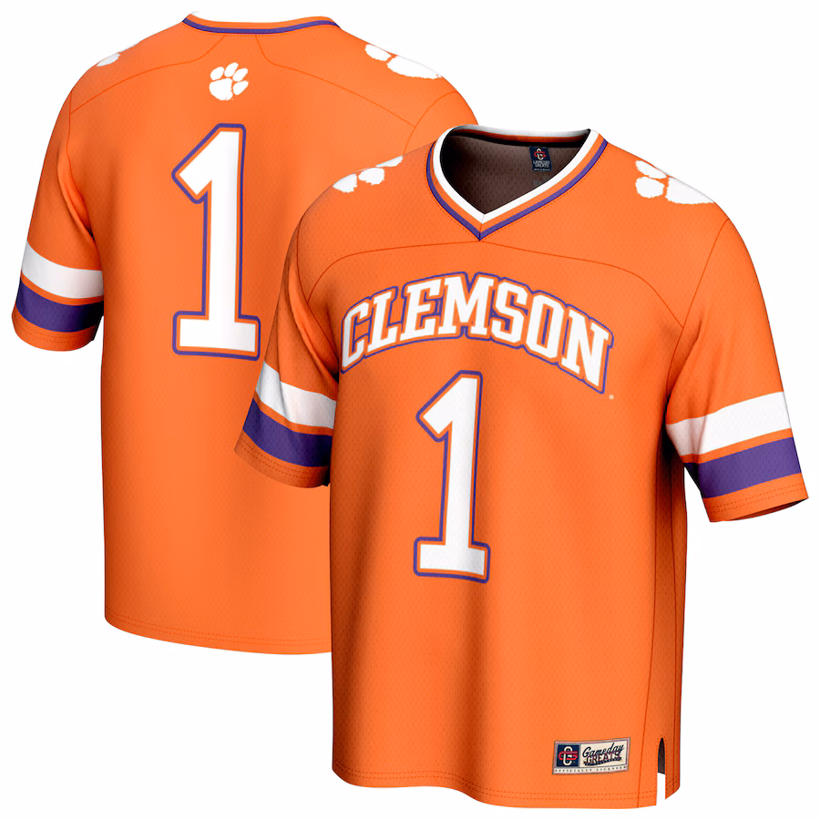 Unisex GameDay Greats #1 Orange Clemson Tigers Lightweight Collegiate Football Fashion Jersey - Jersey