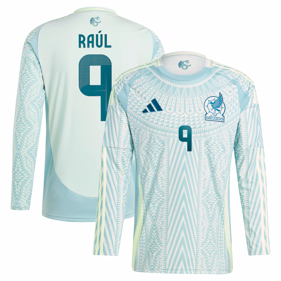 Men's Mexico National Team Raul Jimenez adidas Green 2024 Away Replica Player Long Sleeve Jersey - Jersey