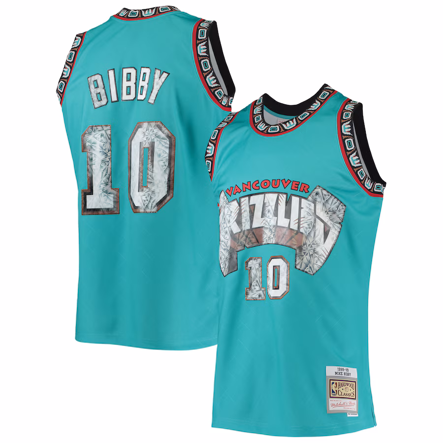 Men's Vancouver Grizzlies Mike Bibby Mitchell & Ness Turquoise 1996/97 Hardwood Classics NBA 75th Anniversary Diamond Swingman Jersey - Jersey