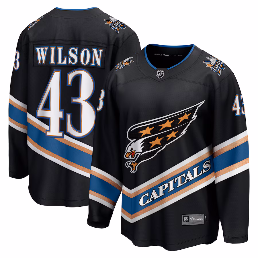 Men's Washington Capitals Tom Wilson Fanatics Black Alternate 50th Anniversary Premier Breakaway Player Jersey - Jersey