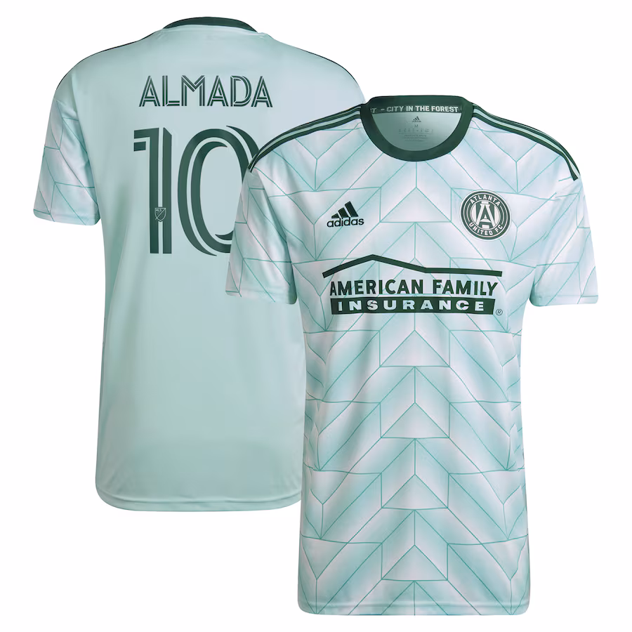 Men's Atlanta United FC Thiago Almada adidas Mint 2023 The Forest Kit Replica Jersey - Jersey