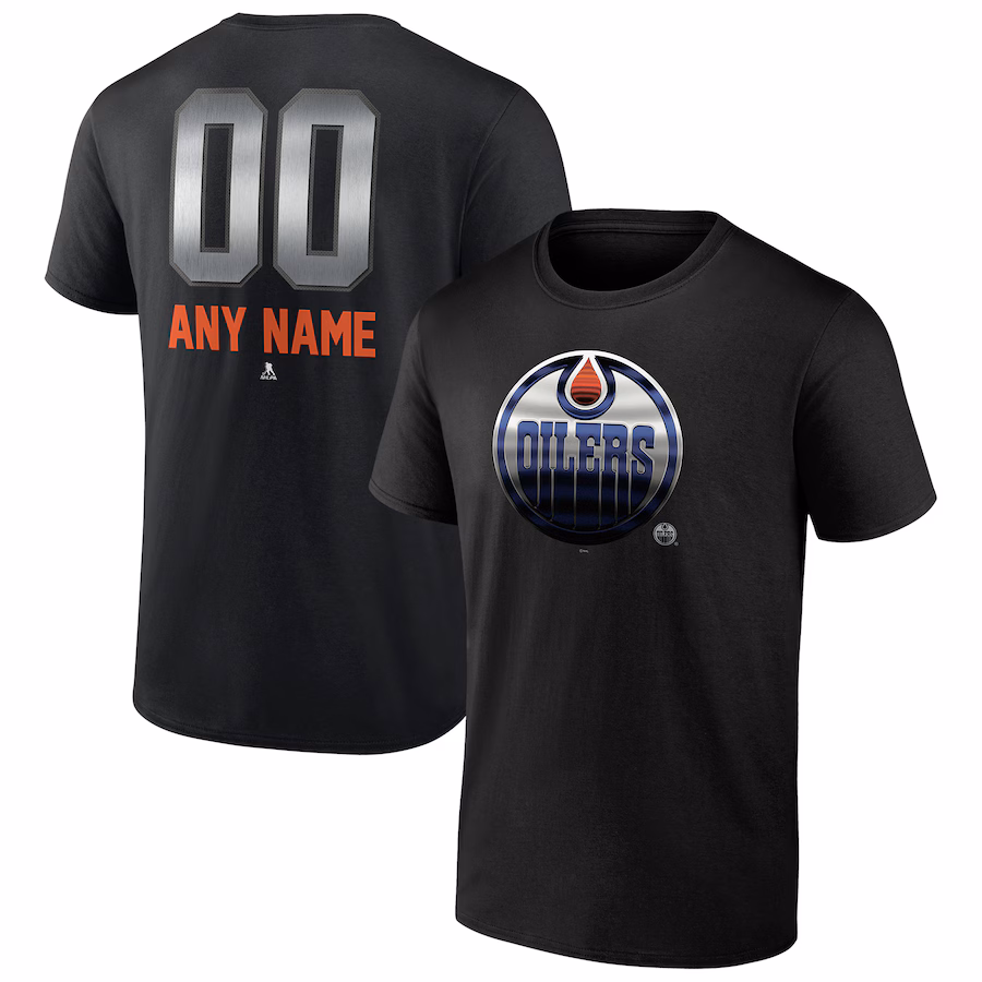 Men's Edmonton Oilers Black Personalized Midnight Mascot Logo T-Shirt - Jersey