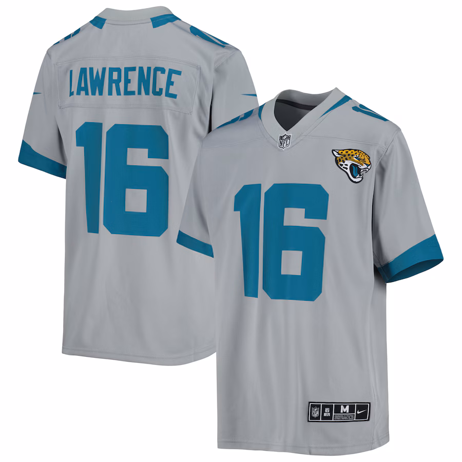 Youth Jacksonville Jaguars Trevor Lawrence Nike Silver Inverted Team Game Jersey - Jersey