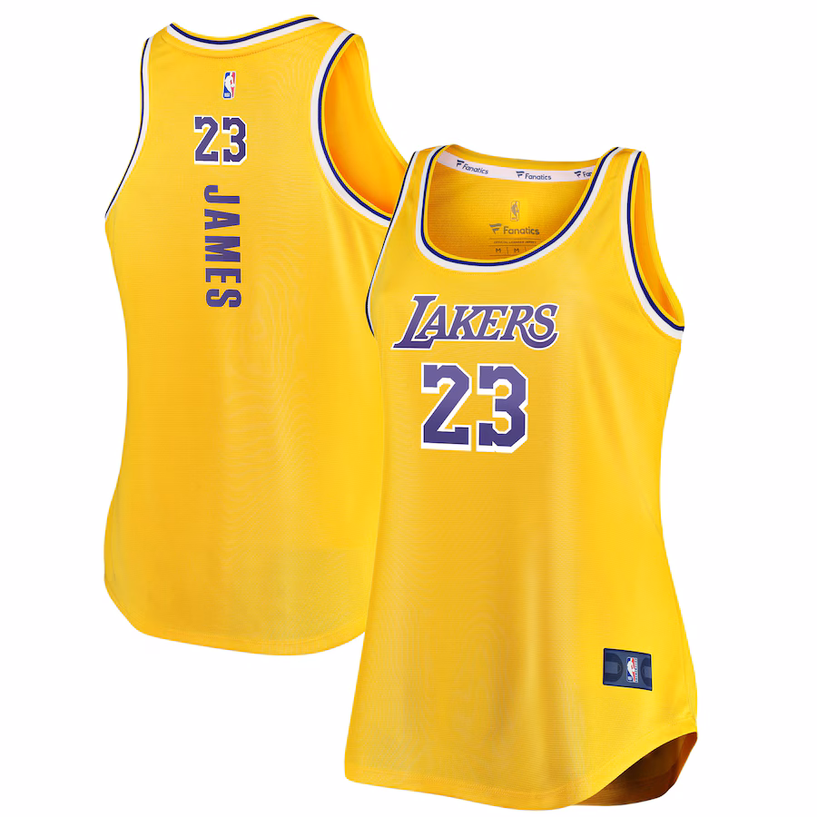 Women's Los Angeles Lakers LeBron James Fanatics Gold Fast Break Tank Jersey - Jersey