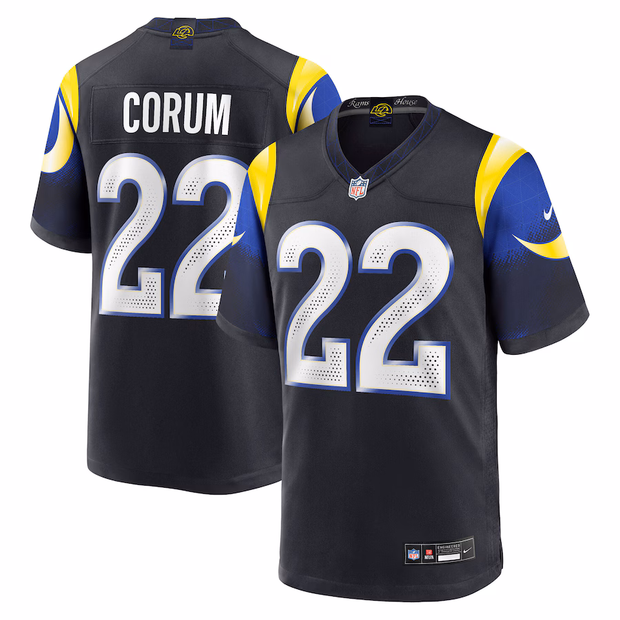 Men's Los Angeles Rams Blake Corum Nike Midnight Blue 2025 Rivalries Collection Game Jersey - Jersey