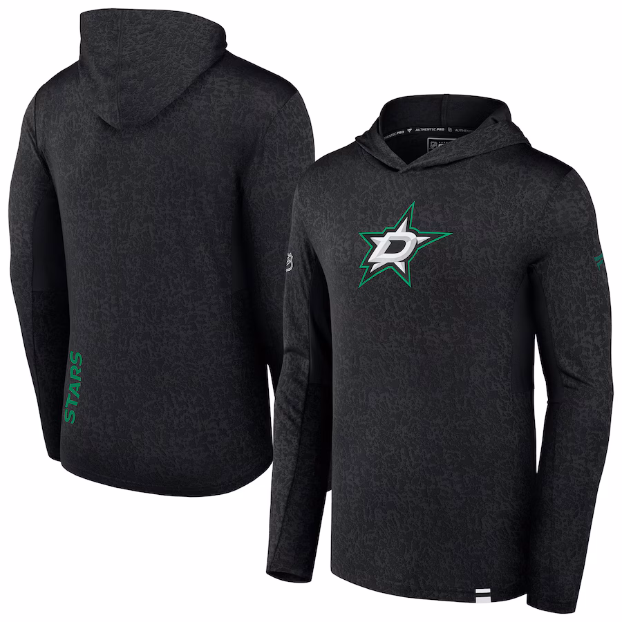 Men's Dallas Stars Fanatics Black Authentic Pro Lightweight Pullover Hoodie - Jersey