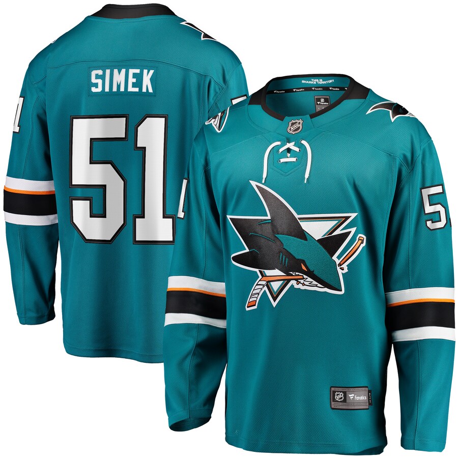 Radim Simek San Jose Sharks Fanatics Branded Home Breakaway Player Jersey - Teal - Jersey