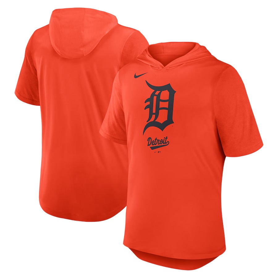 Men's Detroit Tigers Nike Orange Tri-Blend Hoodie T-Shirt - Jersey