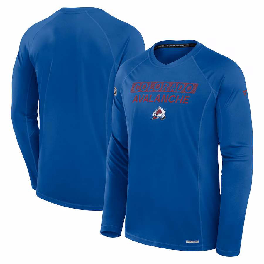 Men's Colorado Avalanche Fanatics Blue Authentic Pro Rink Tech Long Sleeve T-Shirt - Jersey