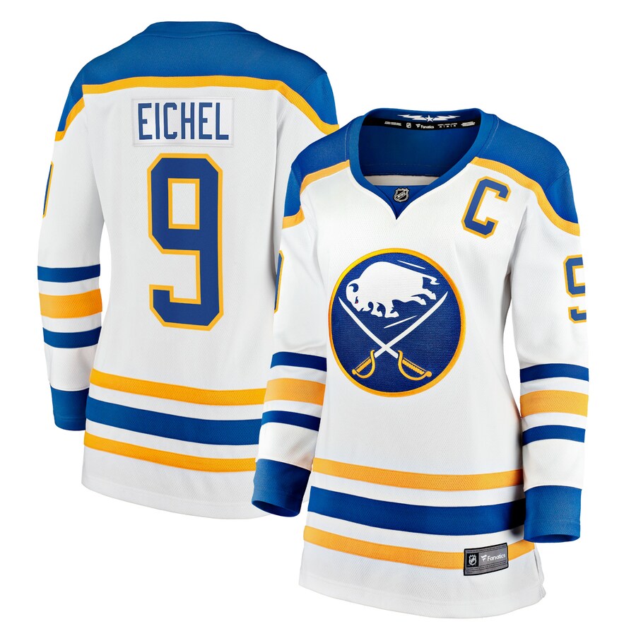 Women's Buffalo Sabres Jack Eichel Fanatics Branded White Away Premier Breakaway Player Jersey - Jersey