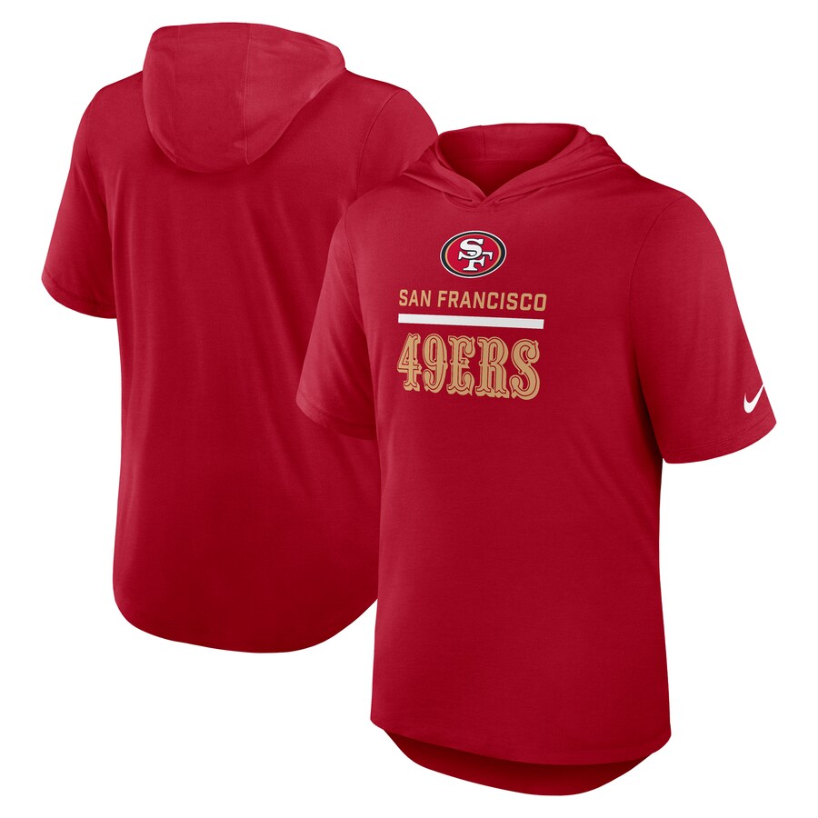 Men's San Francisco 49ers Nike Scarlet Lockup Tri-Blend Hoodie T-Shirt - Jersey
