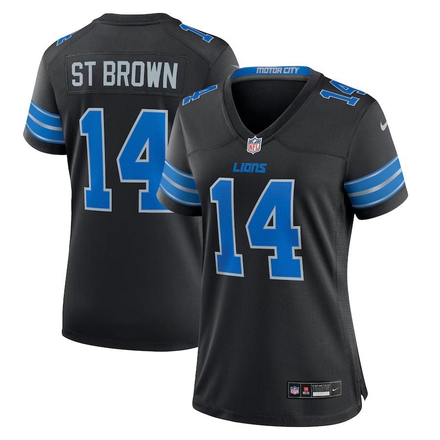 Women's Detroit Lions Amon-Ra St. Brown Nike Black 2nd Alternate Game Jersey - Jersey