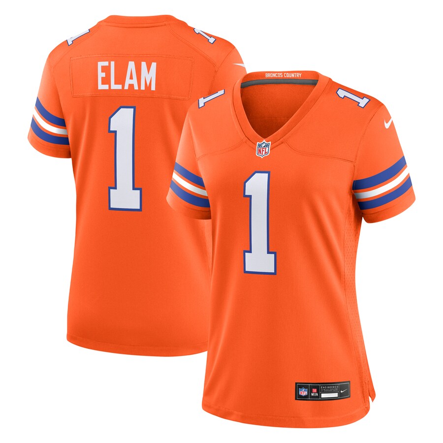 Women's Denver Broncos Jason Elam Nike Orange Mile High Collection 1977 Throwback Retired Player Game Jersey - Jersey