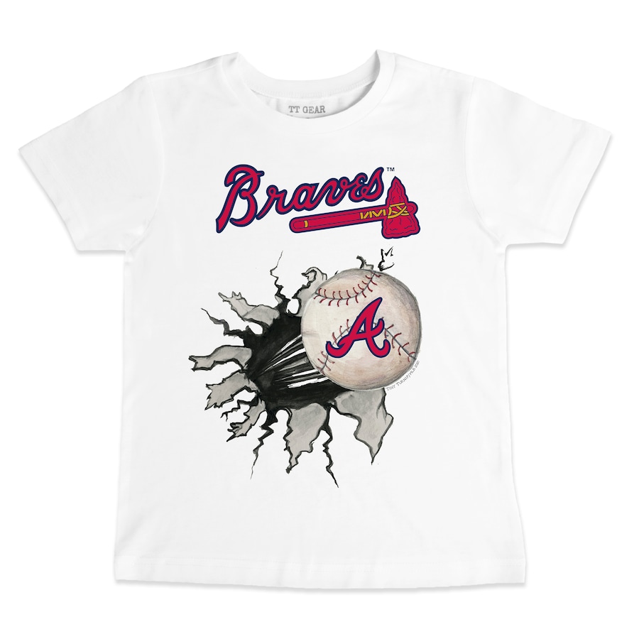 Youth Atlanta Braves Tiny Turnip White Baseball Tear T-Shirt - Jersey
