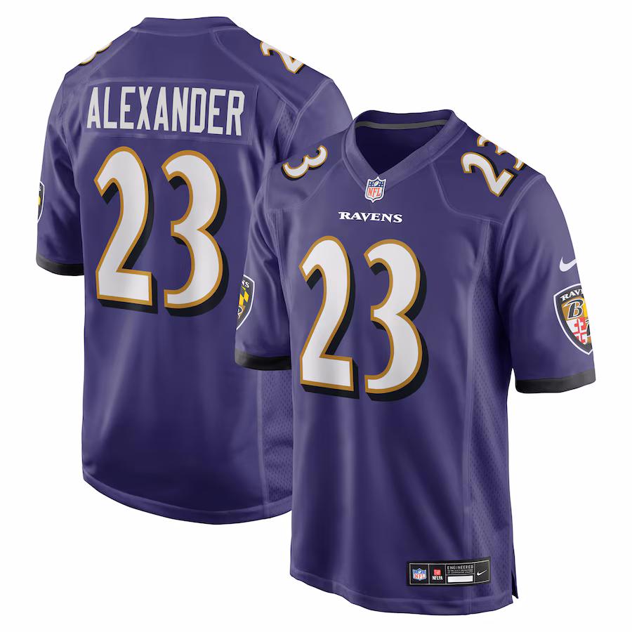 Men's Baltimore Ravens Jaire Alexander Nike Purple Team Game Jersey - Jersey