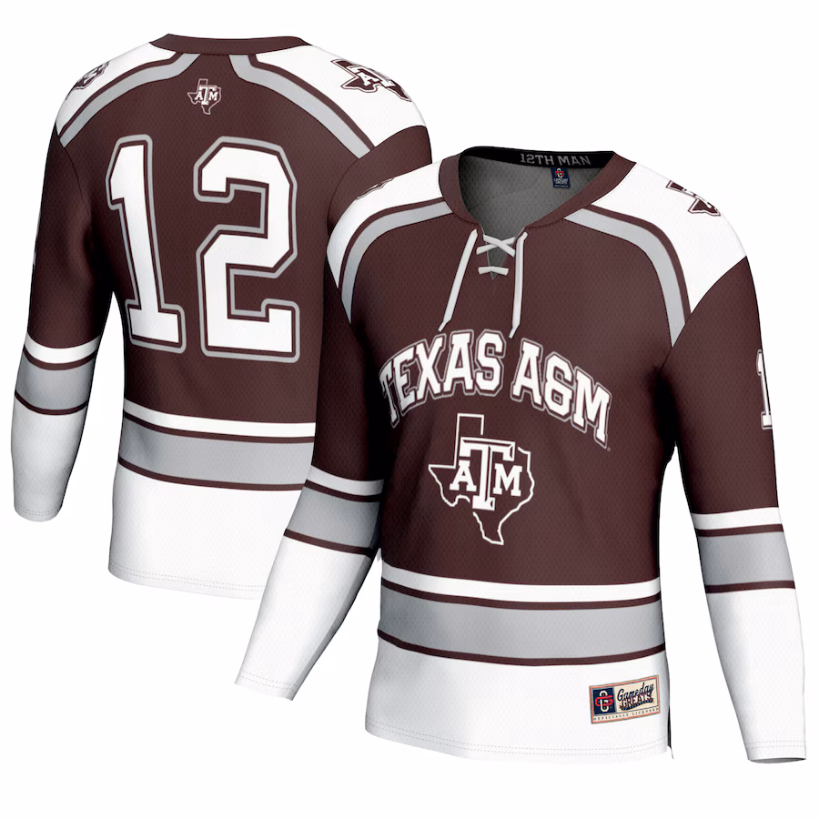 Unisex GameDay Greats #12 Maroon Texas A&M Aggies Hockey Fashion Jersey - Jersey