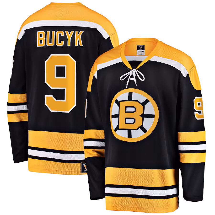 Men's Boston Bruins John Bucyk Fanatics Black Premier Breakaway Retired Player Jersey - Jersey