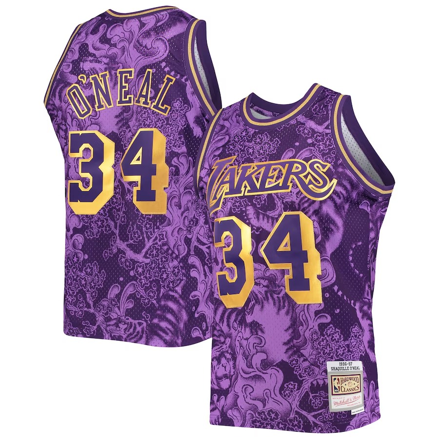 Men's Los Angeles Lakers Shaquille O'Neal Mitchell & Ness Purple Hardwood Classics 1996/97 Lunar New Year Swingman Jersey - Jersey