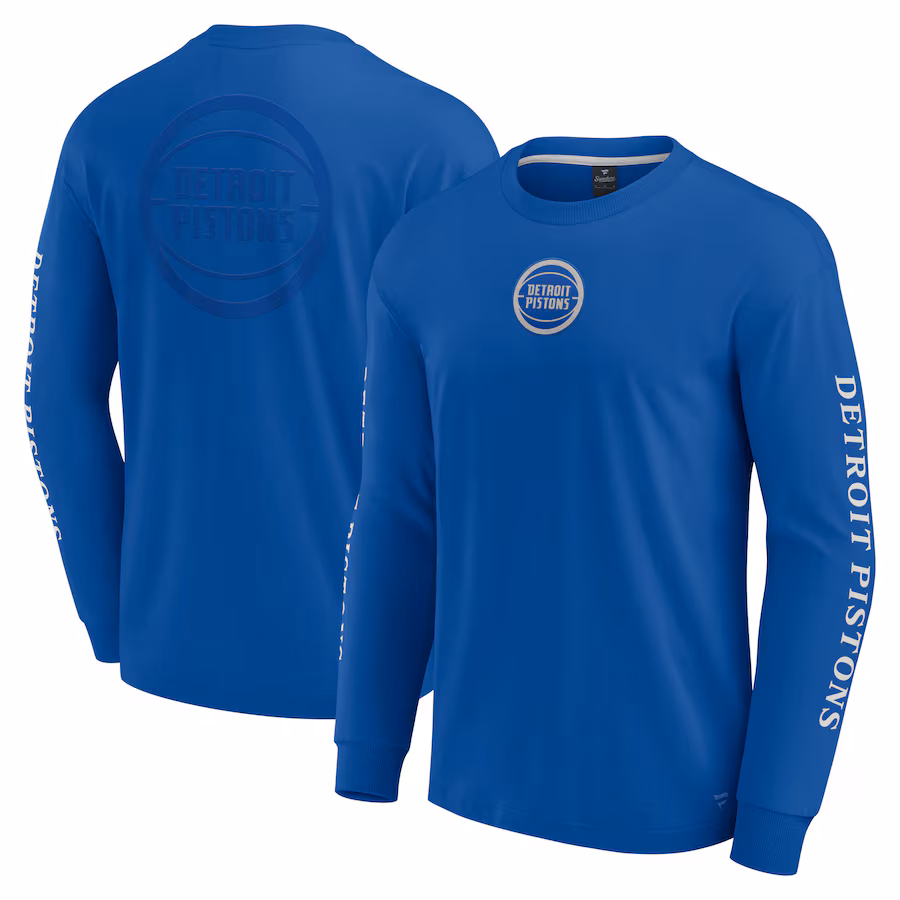 Men's Detroit Pistons Fanatics Blue Elements Strive Long Sleeve T-Shirt - Jersey