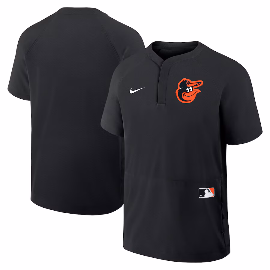 Men's Baltimore Orioles Nike Black Authentic Collection Raglan Short Sleeve Windshirt - Jersey