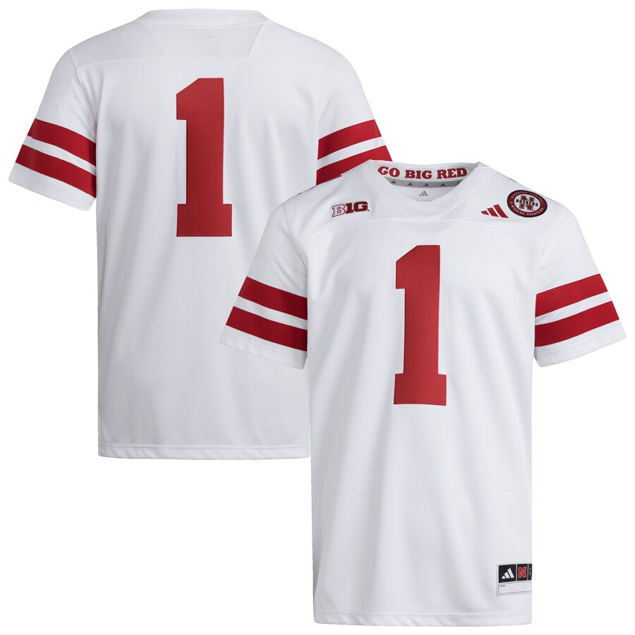 Men's adidas #1 White Nebraska Huskers Premier Jersey - Jersey