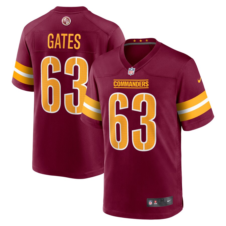 Men's Washington Commanders Nick Gates Nike Burgundy Game Player Jersey - Jersey
