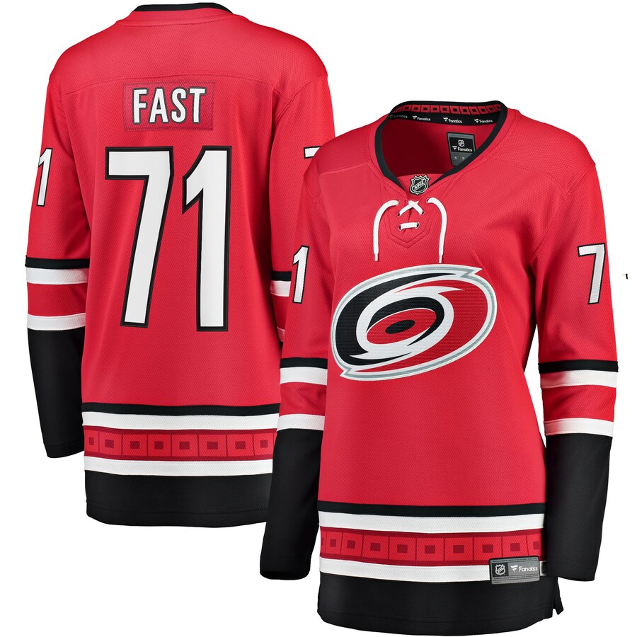 Women's Carolina Hurricanes Jesper Fast Fanatics Branded Red Alternate Breakaway Jersey - Jersey