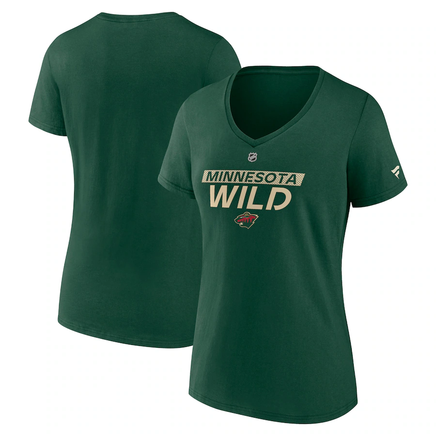 Women's Minnesota Wild Fanatics Green Authentic Pro Core Primary V-Neck T-Shirt - Jersey