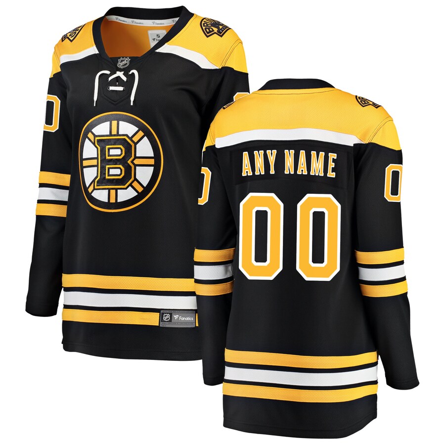 Women's Boston Bruins Fanatics Branded Black Home Breakaway Custom Jersey - Jersey