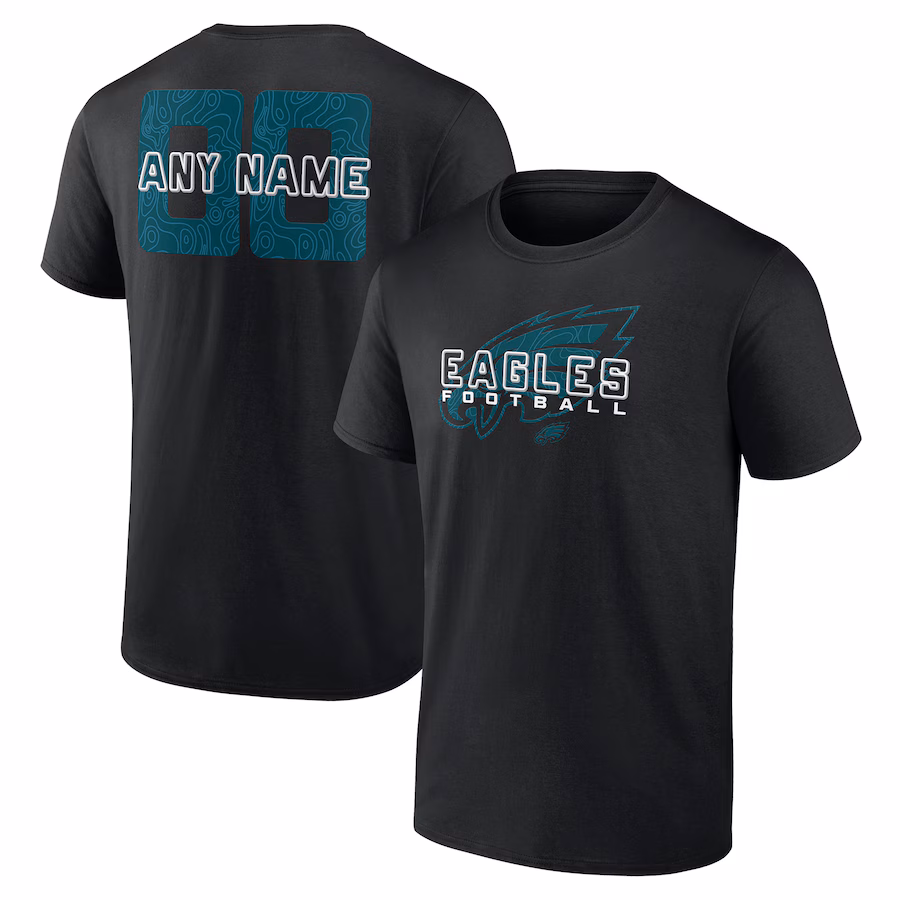 Men's Philadelphia Eagles Black Stellar Personalized Name & Number T-Shirt - Jersey