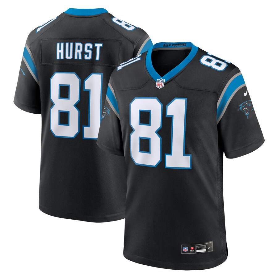 Men's Carolina Panthers Hayden Hurst Nike Black Team Game Jersey - Jersey