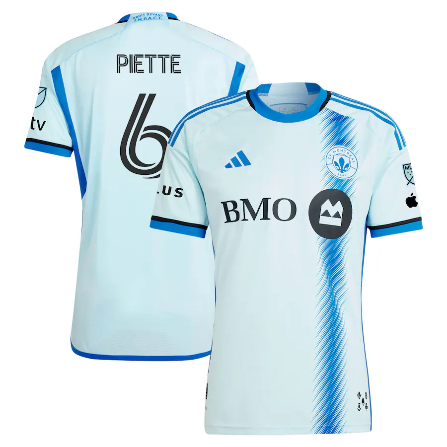 Men's CF Montreal Samuel Piette adidas Light Blue 2024 La Main Authentic Player Jersey - Jersey