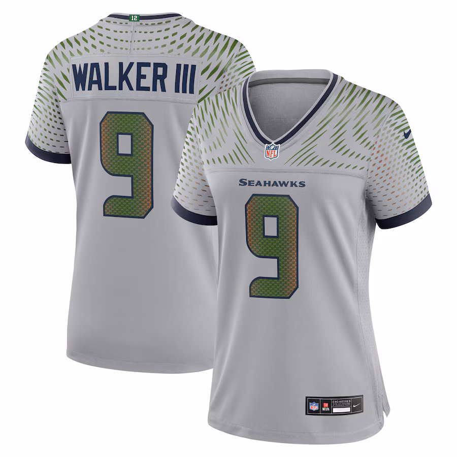 Women's Seattle Seahawks Kenneth Walker III Nike Wolf Gray 2025 Rivalries Collection Game Jersey - Jersey