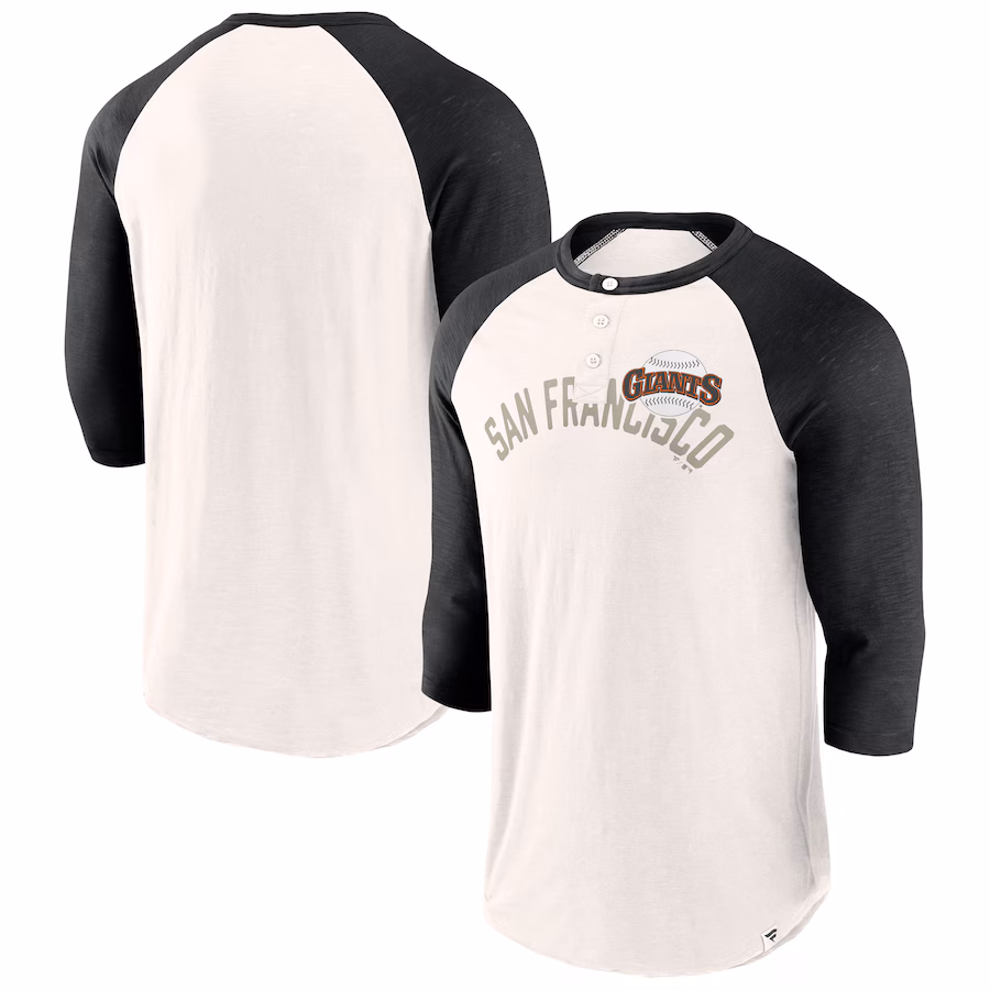 Men's San Francisco Giants Fanatics White/Black Backdoor Slider Raglan 3/4-Sleeve T-Shirt - Jersey