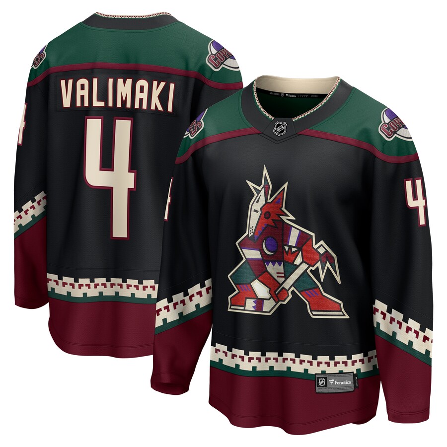 Men's Arizona Coyotes Juuso Valimaki Fanatics Branded Black Home Breakaway Jersey - Jersey