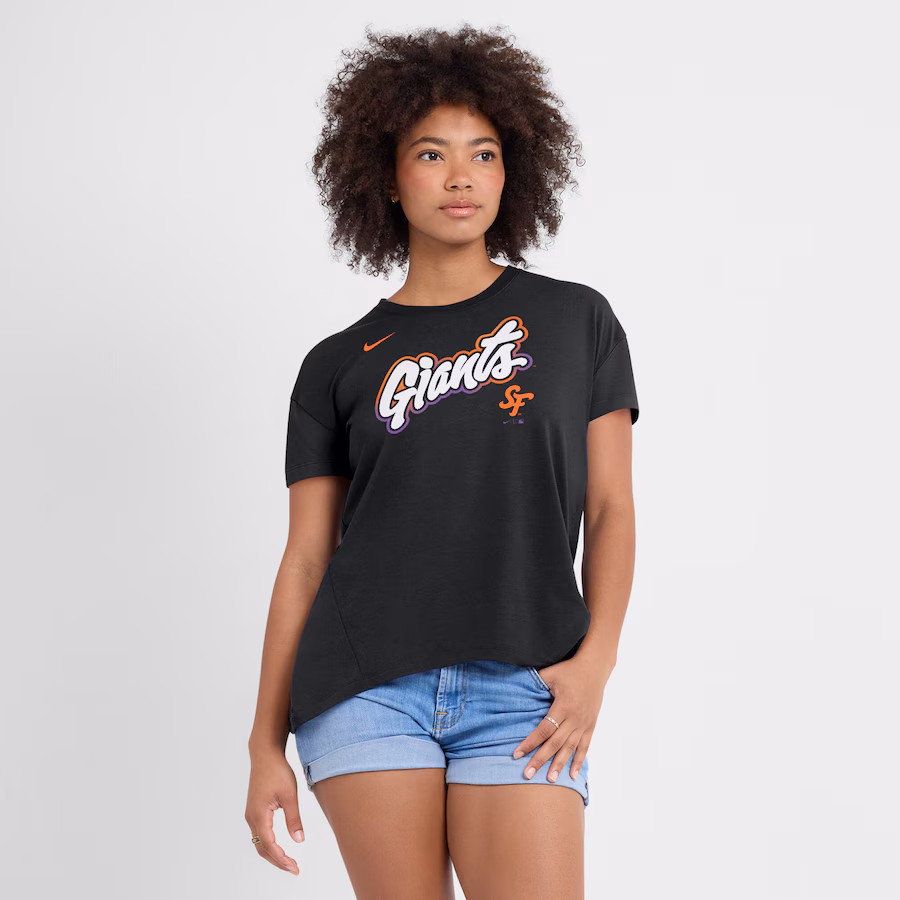 Women's San Francisco Giants Nike Black 2025 City Connect Flowy Fashion Tri-Blend Performance T-Shirt - Jersey