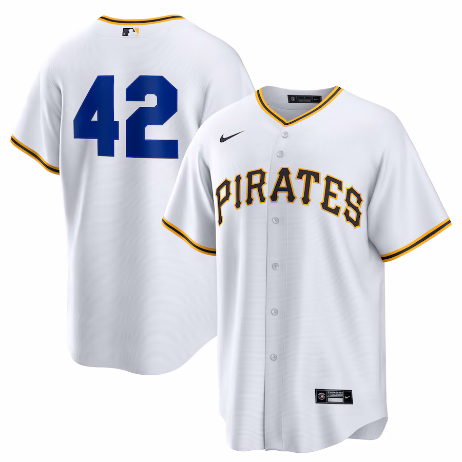 Men's Pittsburgh Pirates Nike White Home 2025 Jackie Robinson Day Replica Jersey - Jersey