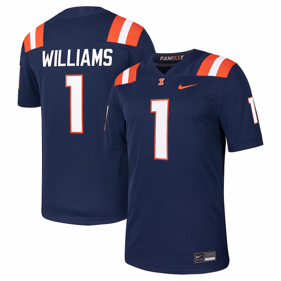 Isaiah Williams Illinois Fighting Illini Nike NIL Football Player Jersey - Navy - Jersey