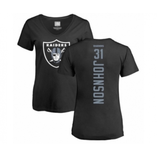 Football Women's Oakland Raiders #31 Isaiah Johnson Black Backer T-Shirt - Jersey