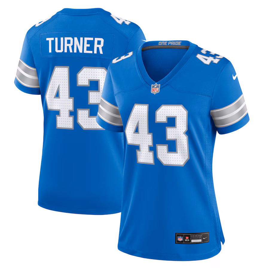 Women's Detroit Lions James Turner Nike  Blue Game Jersey - Jersey